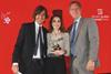 From left: Bruni Glass CEO Paolo Recrosio, overall winner Katharina Seizew and CEO of Berlin Packaging Rick BrandtRick Brandt