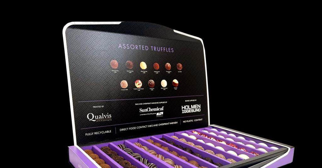 Foodcontact, fibrebased truffle carton designed by Qualvis Packaging