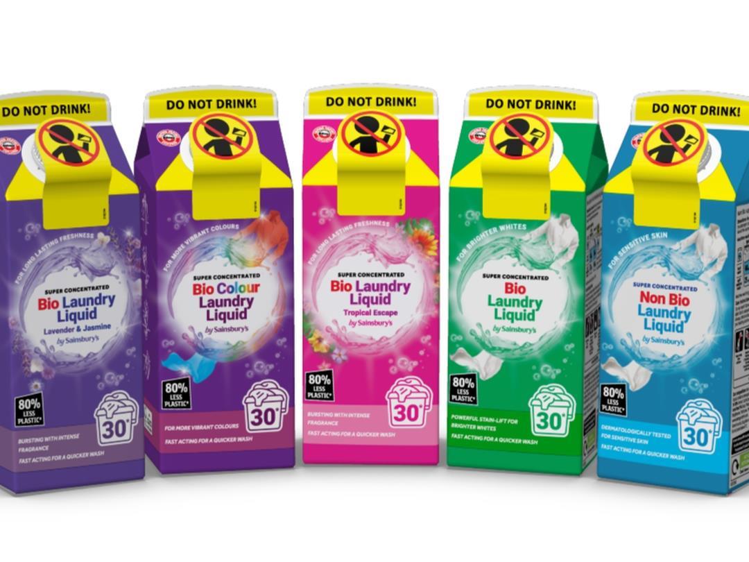 Sainsbury’s ownbrand laundry detergents repackaged in recyclable
