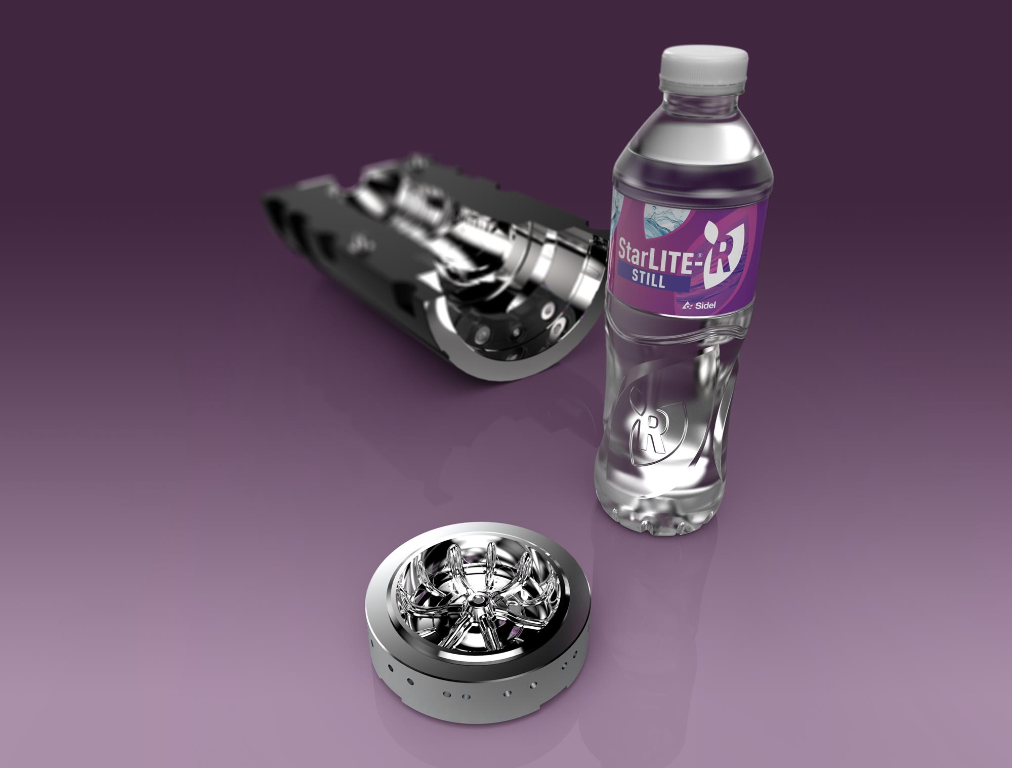 Sidel bottle base purple