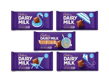 Different limited edition Cadbury packs on a white background