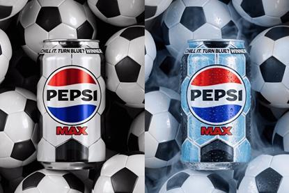 Two Pepsi cans side-by-side - the one on the left is silver, the one on the right is blue