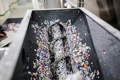 Plastic granules during the recycling process