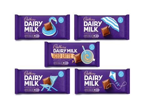 Different limited edition Cadbury packs on a white background