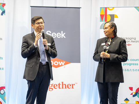 Bambang Candra APAC Commercial Vice President and Karen S Carter President of Dow Packaging & Specialty Plastics