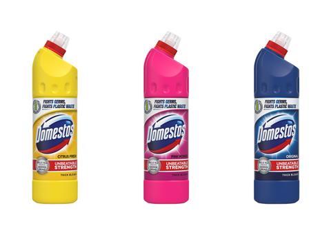 Recycled Plastic Bleach Packaging : Domestos bottle