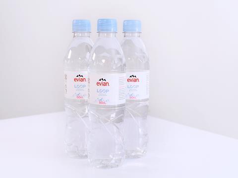 evian unveils prototype of '100% rPET bottle